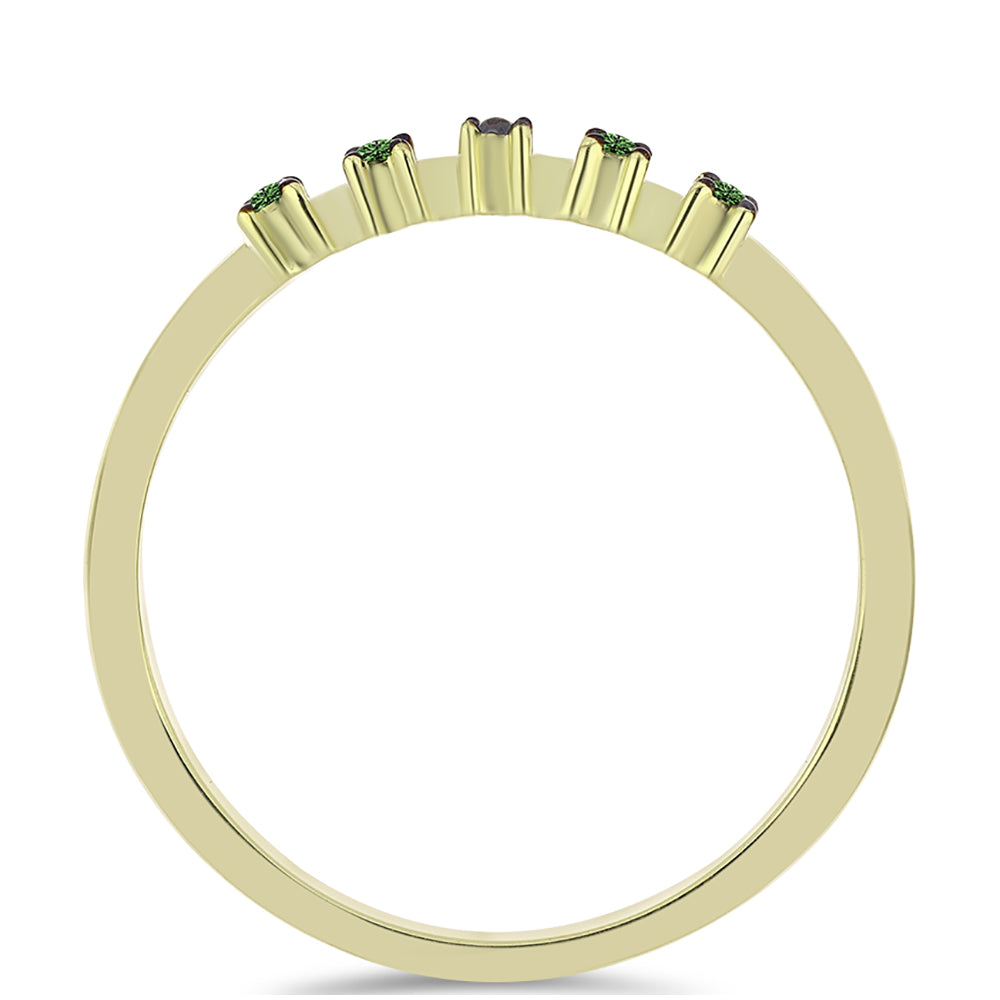 Pierścionek srebrny pozłacany z zielonym diamentem 2 