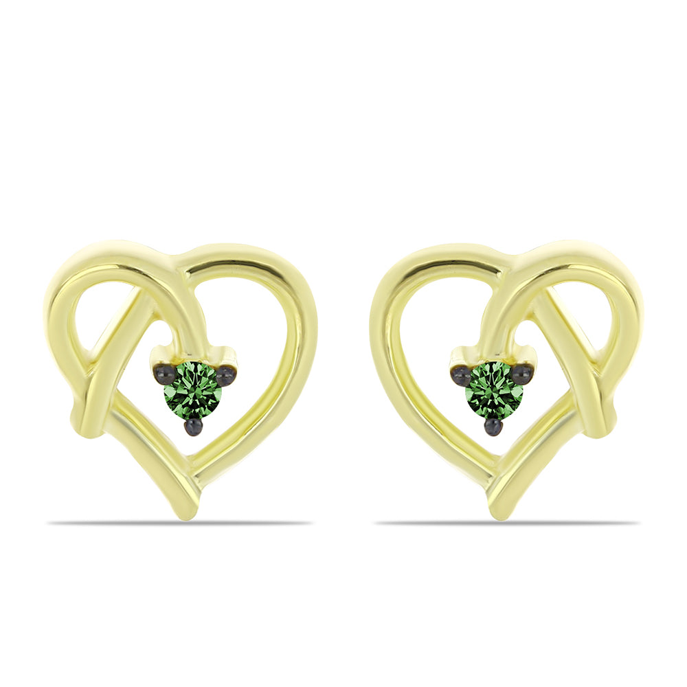 Kolczyki srebrne pozłacane z zielonym diamentem 1 