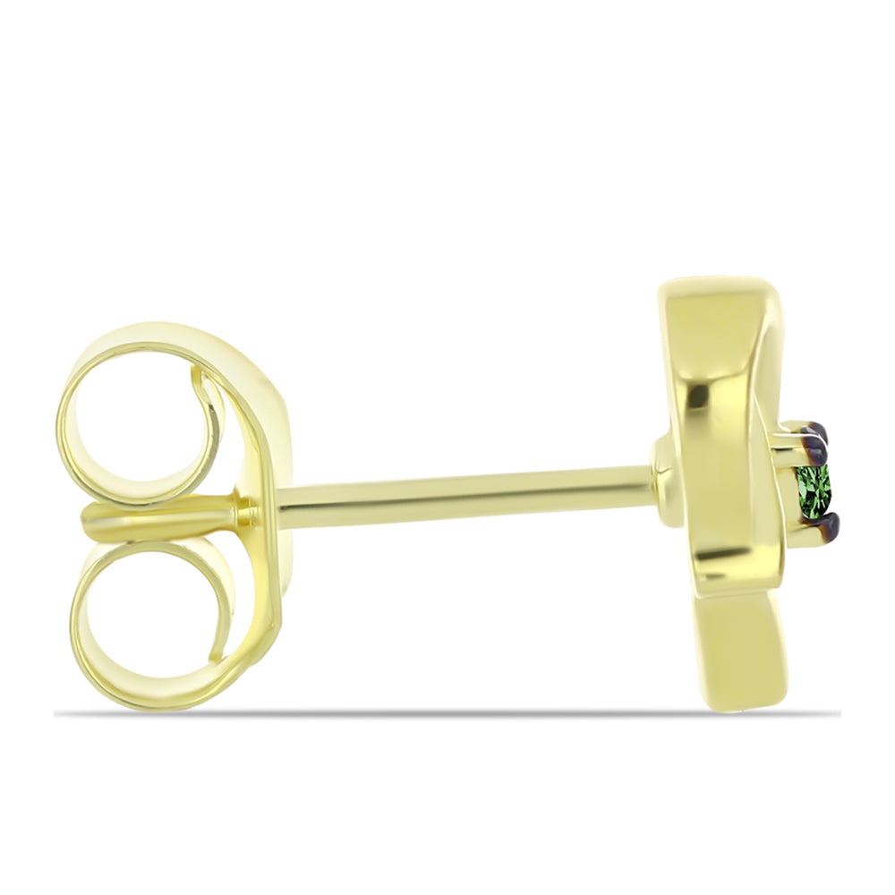 Kolczyki srebrne pozłacane z zielonym diamentem 2 