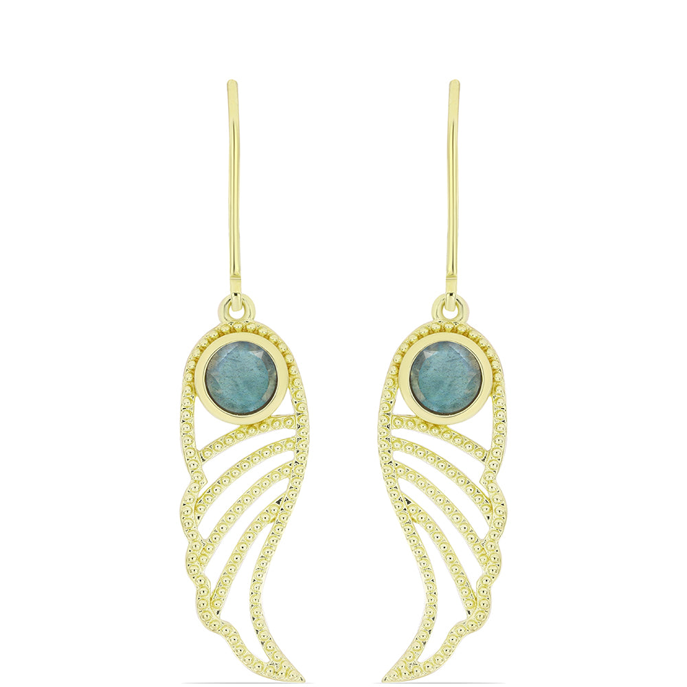 Kolczyki srebrne pozłacane z labradorytem 1 