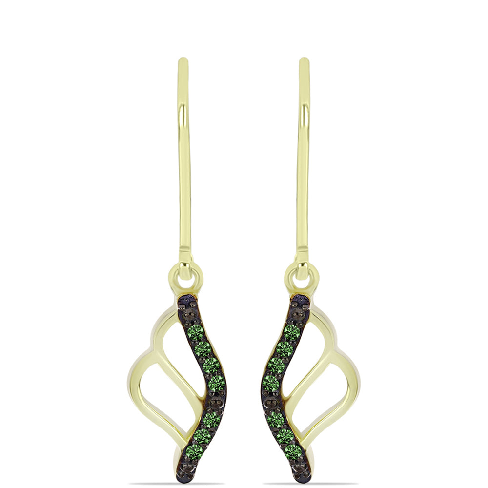 Kolczyki srebrne pozłacane z zielonym diamentem 1 