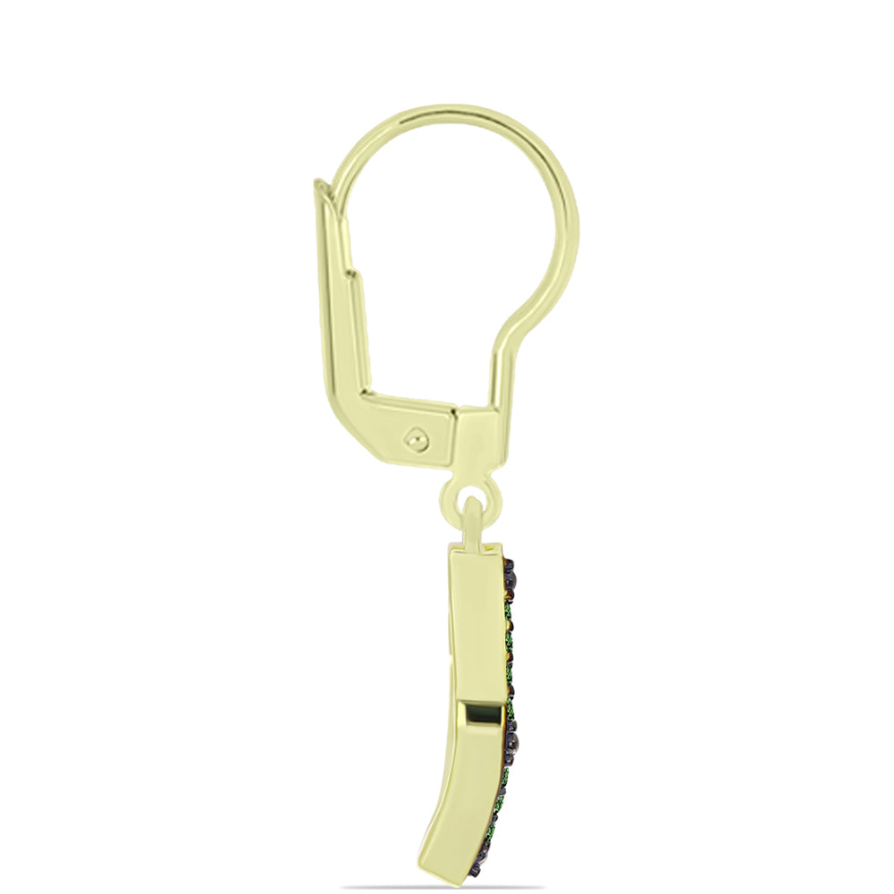 Kolczyki srebrne pozłacane z zielonym diamentem 2 