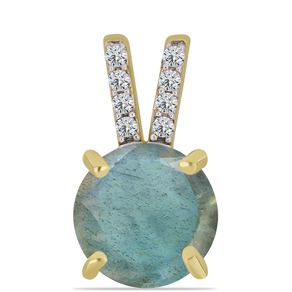 Zawieszka srebrna pozłacana z labradorytem i białym topazem 1 