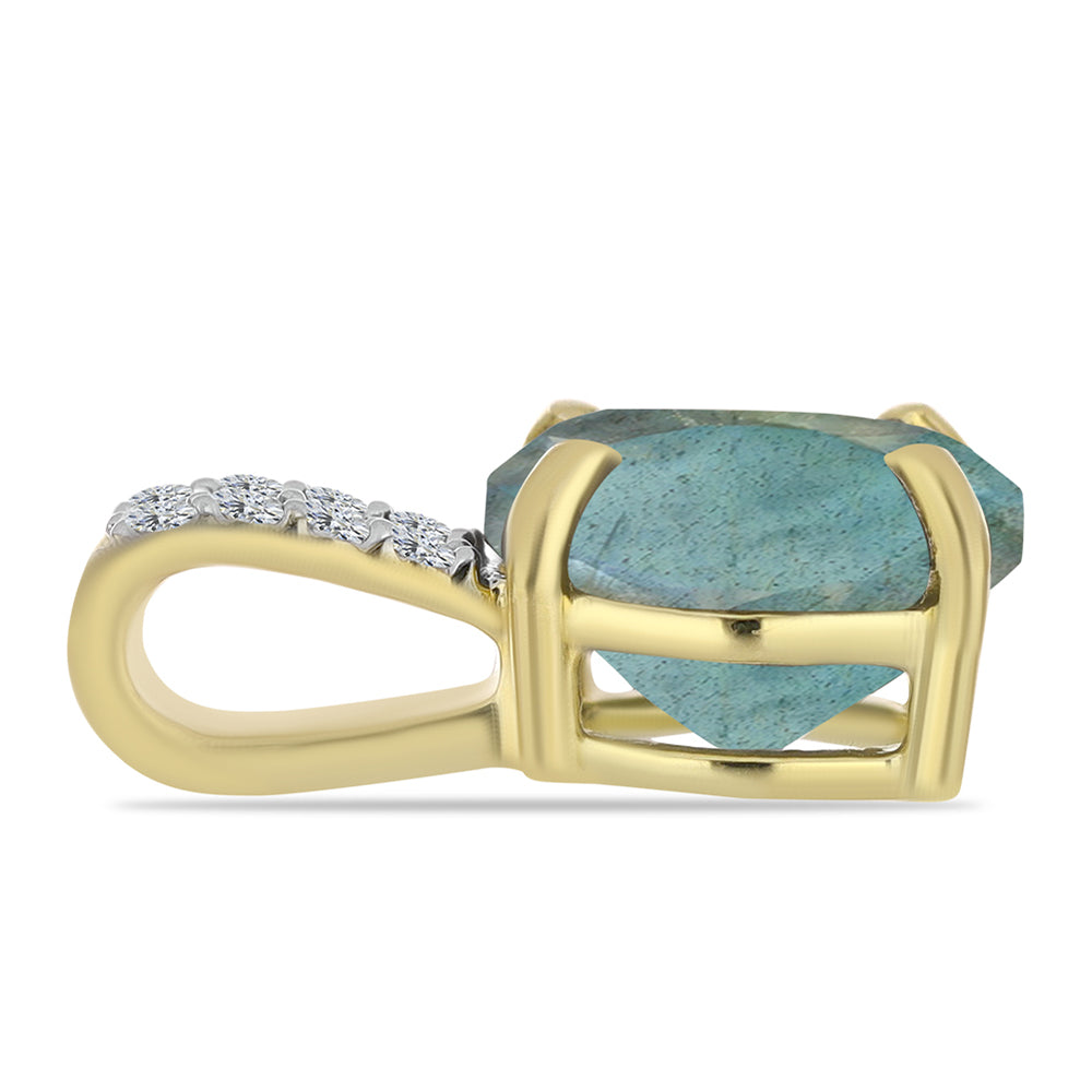 Zawieszka srebrna pozłacana z labradorytem i białym topazem 2 