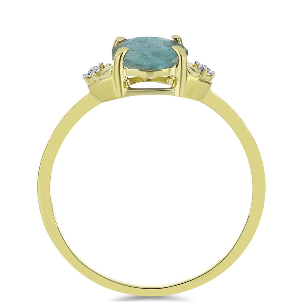 Pierścionek srebrny pozłacany z labradorytem i białym topazem 2 