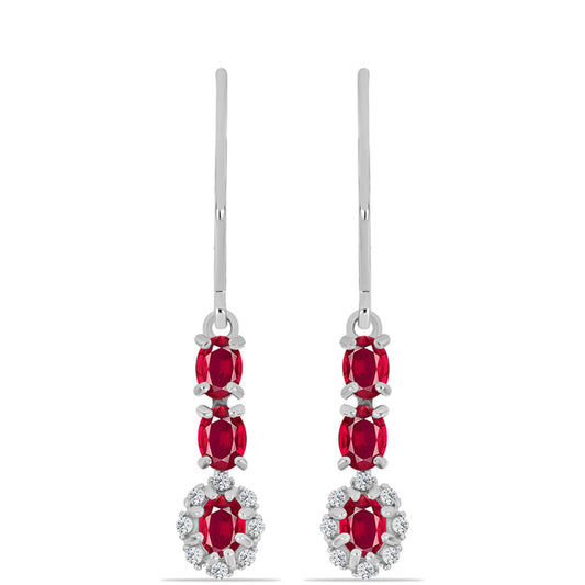 Kolczyki ze srebra próbe 925 z malgaskim rubinem i białym topazem