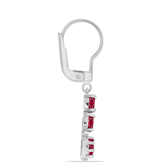 Kolczyki ze srebra próbe 925 z malgaskim rubinem i białym topazem