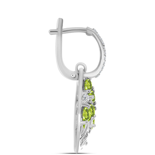 Kolczyki ze srebra próbe 925 z perydotem i białym topazem