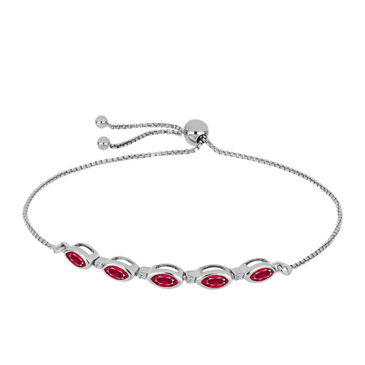 Bransoletka ze srebra próba 925 z malgaskim rubinem i białym topazem