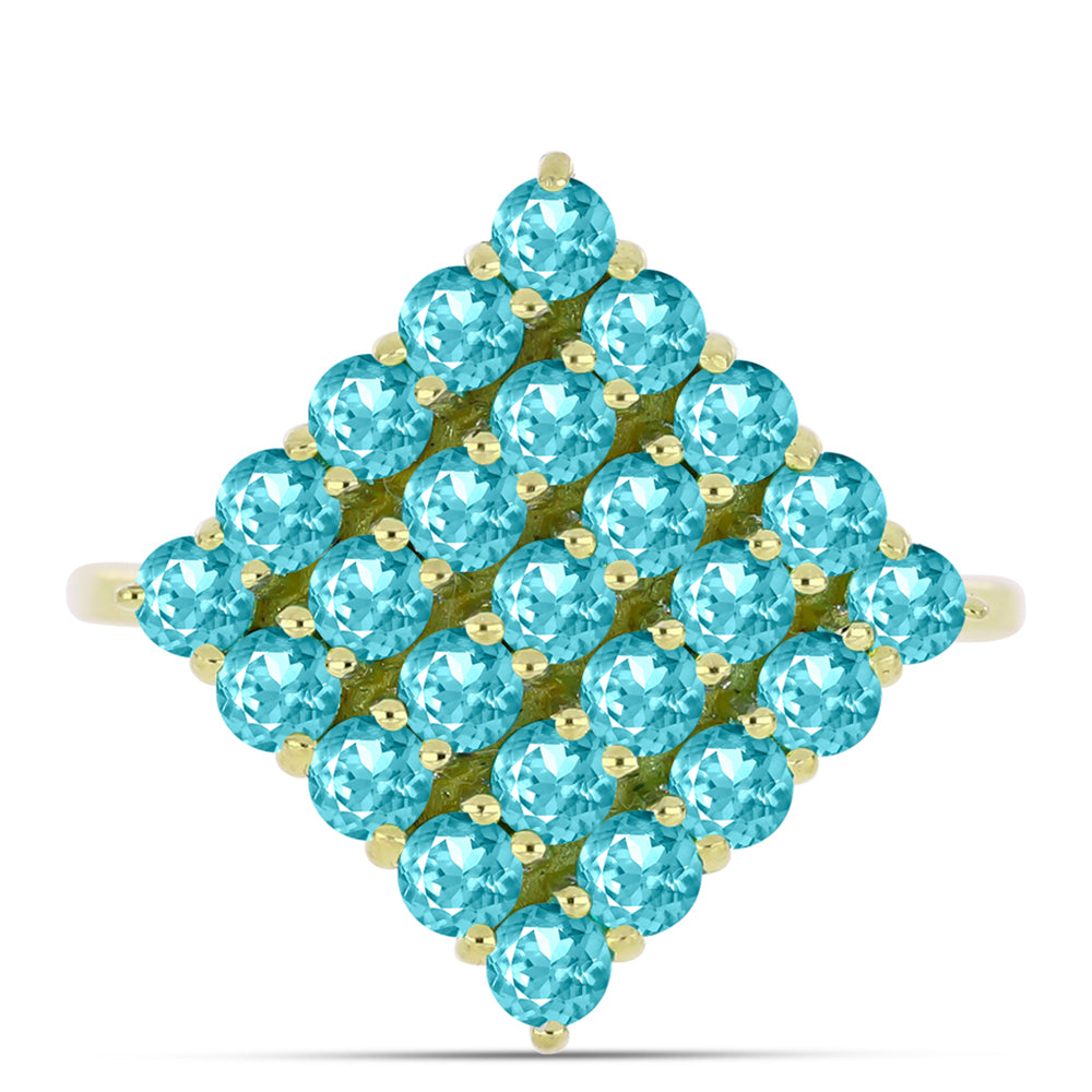 Pierścionek srebrny pozłacany z kwarcem Paraiba