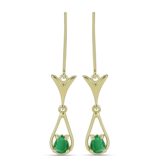 Kolczyki srebrne pozłacane z zambijskim szmaragdem