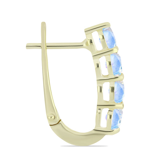 Kolczyki srebrne pozłacane z tęczowym kamieniem księżycowym