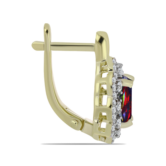 Kolczyki srebrne pozłacane z czarnym etiopskim opalem Lega Dembi i białym topazem