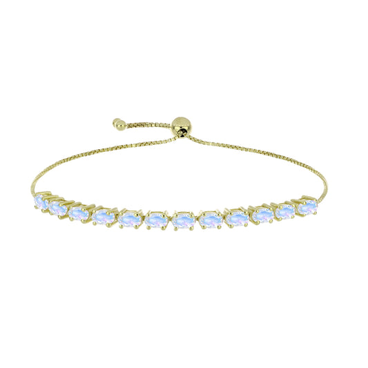 Bransoletka srebrna pozłacana z tęczowym kamieniem księżycowym