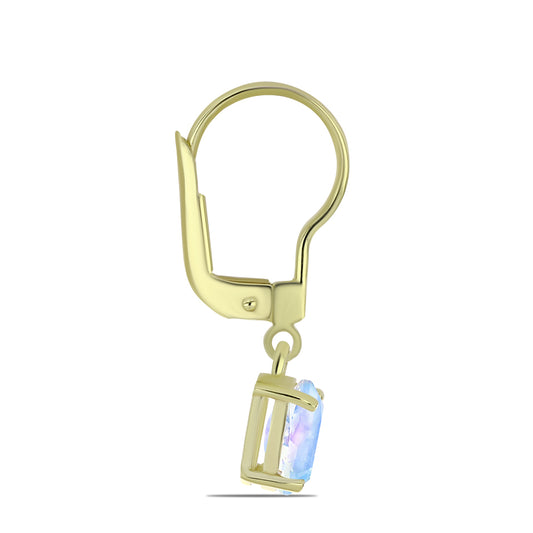 Kolczyki srebrne pozłacane z tęczowym kamieniem księżycowym