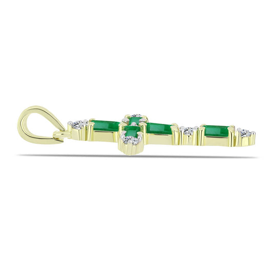 Zawieszka srebrna pozłacana z zambijskim szmaragdem i białym topazem