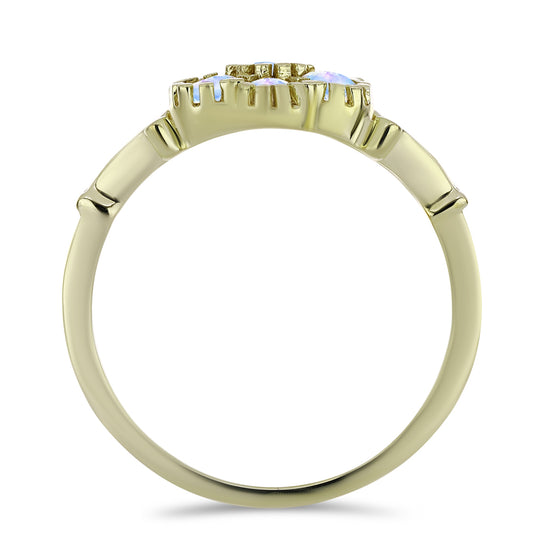 Pierścionek srebrny pozłacany z tęczowym kamieniem księżycowym