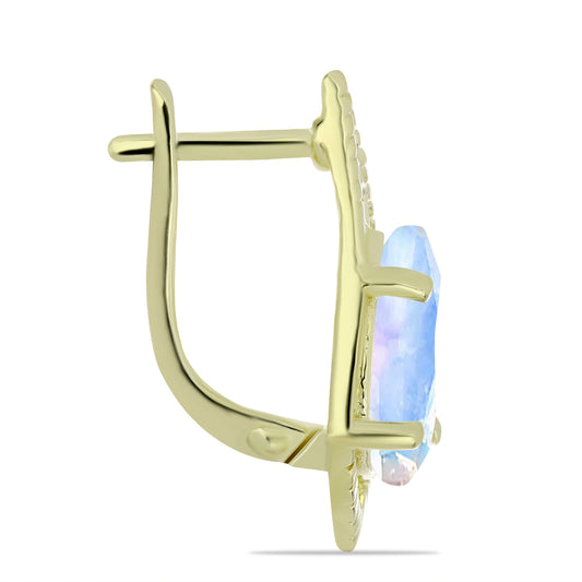 Kolczyki srebrne pozłacane z tęczowym kamieniem księżycowym