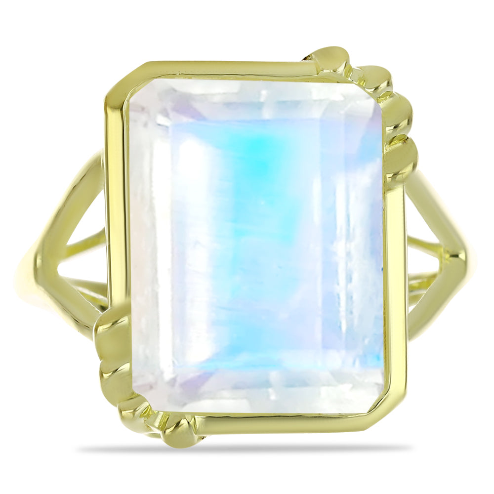 Pierścionek srebrny pozłacany z tęczowym kamieniem księżycowym