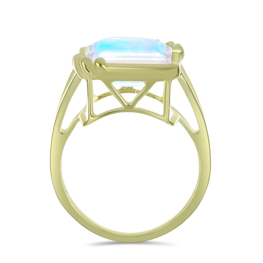 Pierścionek srebrny pozłacany z tęczowym kamieniem księżycowym