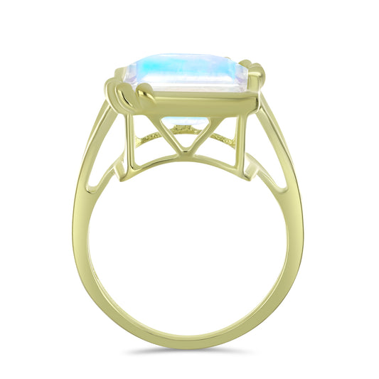 Pierścionek srebrny pozłacany z tęczowym kamieniem księżycowym