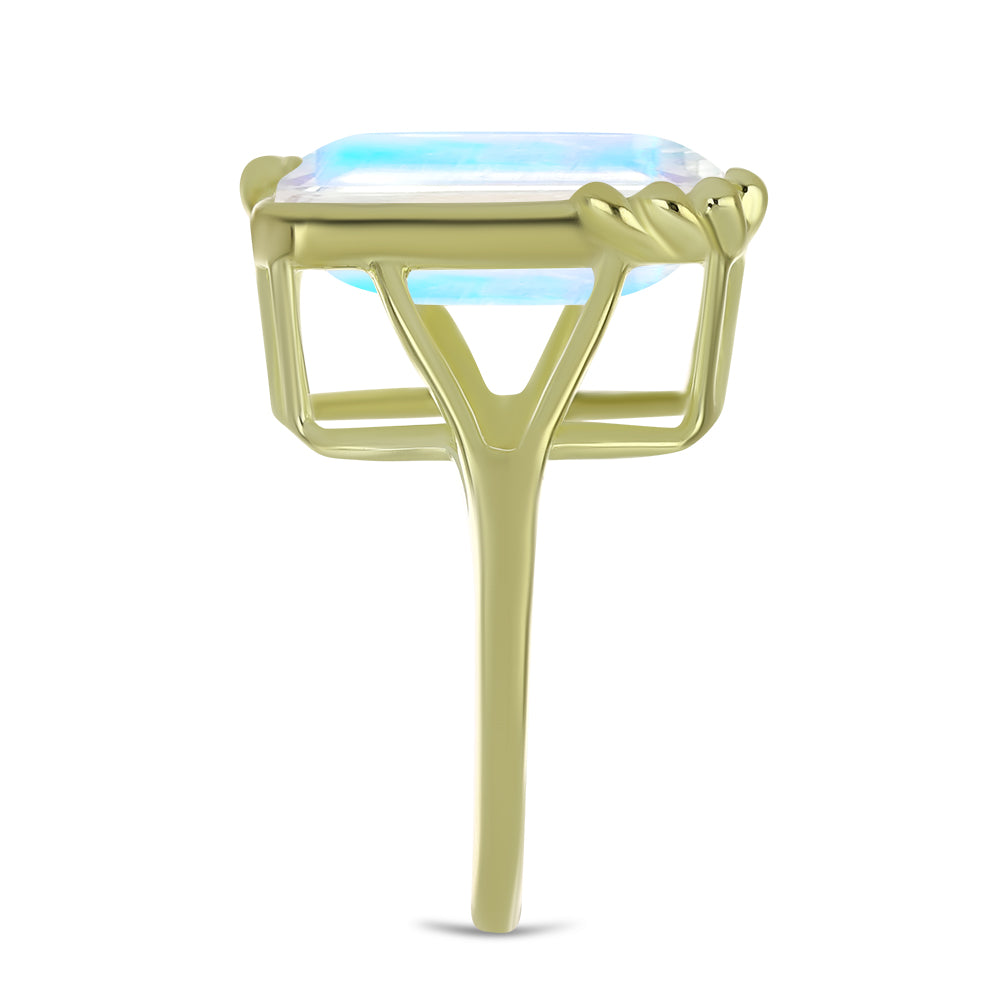 Pierścionek srebrny pozłacany z tęczowym kamieniem księżycowym 4 