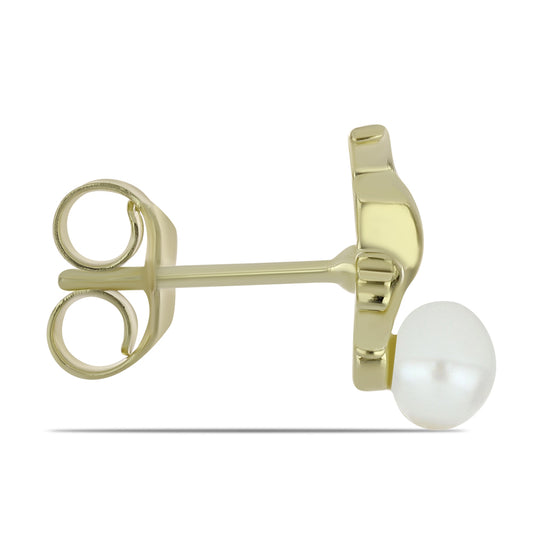 Kolczyki srebrne pozłacane z białą perłą słodkowodną