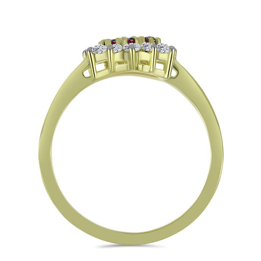 Pierścionek srebrny pozłacany z czarnym etiopskim opalem Lega Dembi i białym topazem