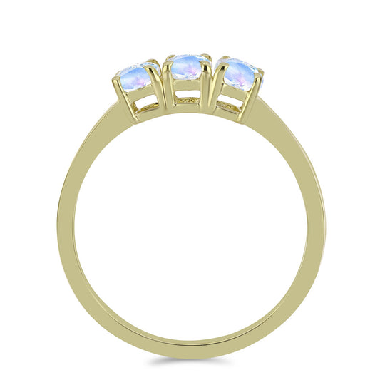 Pierścionek srebrny pozłacany z tęczowym kamieniem księżycowym