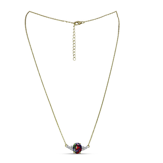 Naszyjnik srebrny pozłacany z czarnym etiopskim opalem Lega Dembi i białym topazem