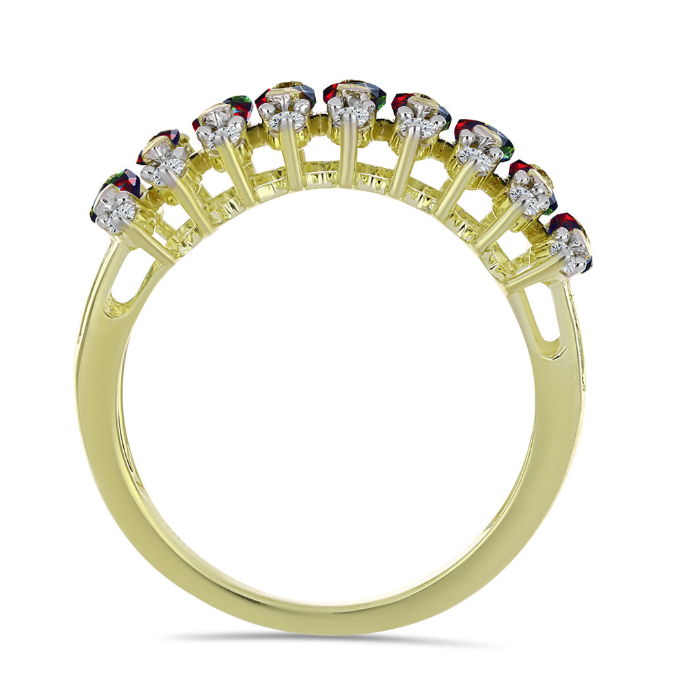 Pierścionek srebrny pozłacany z czarnym etiopskim opalem Lega Dembi i białym topazem 2 