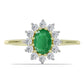 Pierścionek srebrny pozłacany z zambijskim szmaragdem i białym topazem