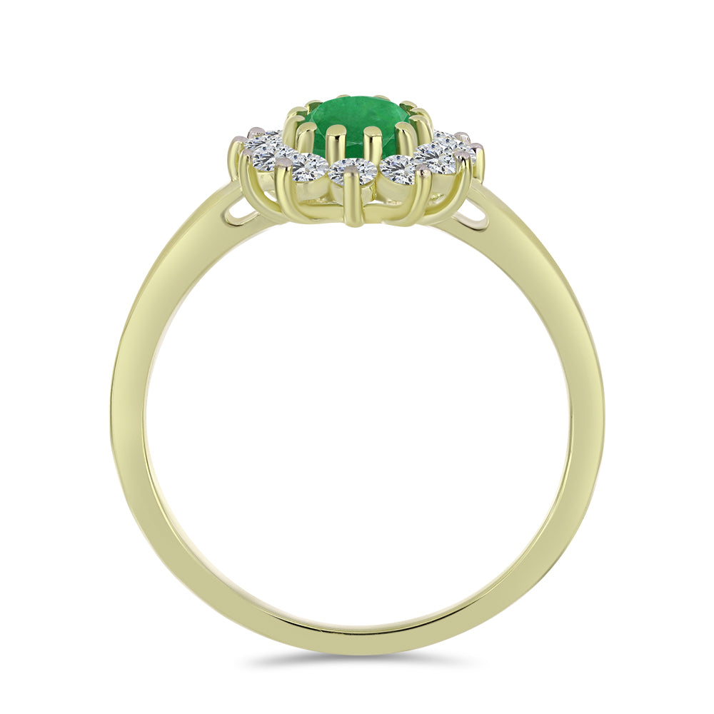 Pierścionek srebrny pozłacany z zambijskim szmaragdem i białym topazem