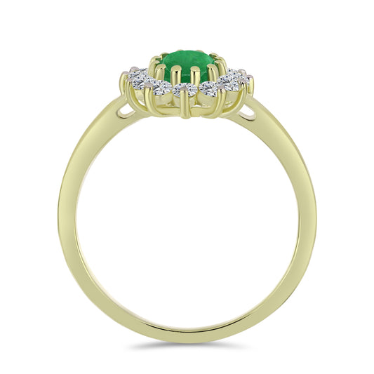 Pierścionek srebrny pozłacany z zambijskim szmaragdem i białym topazem