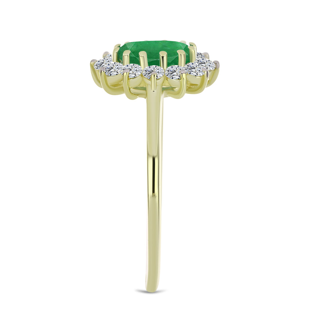 Pierścionek srebrny pozłacany z zambijskim szmaragdem i białym topazem 4 