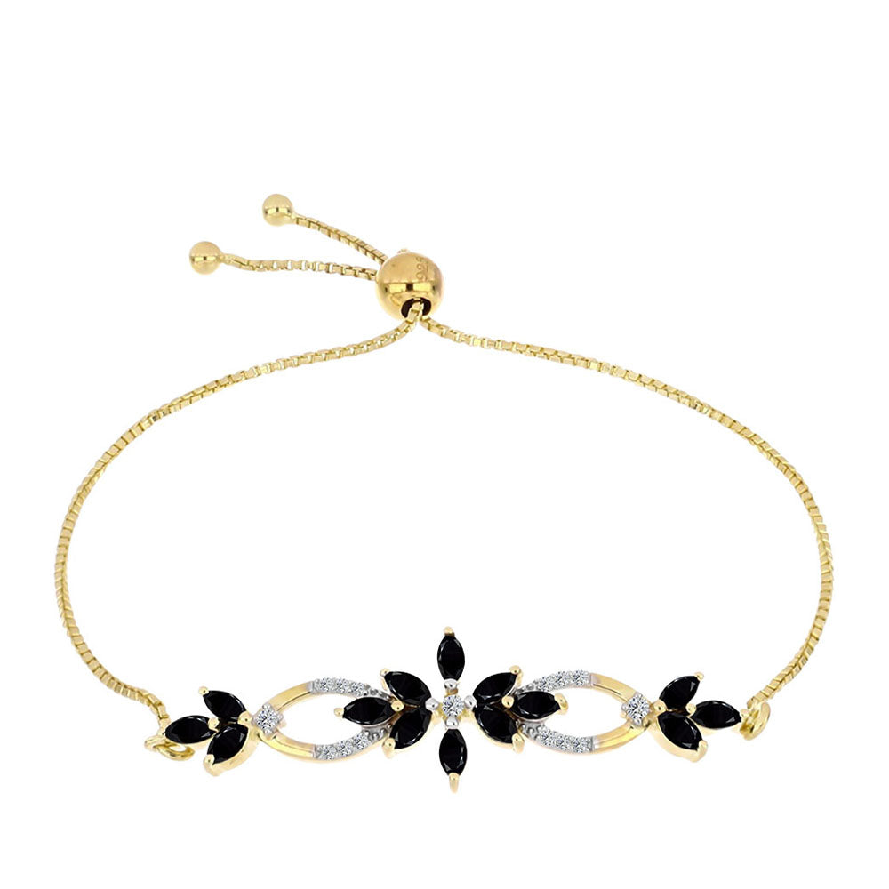 Bransoletka srebrna pozłacana z czarnym onyksem i białym topazem 1 