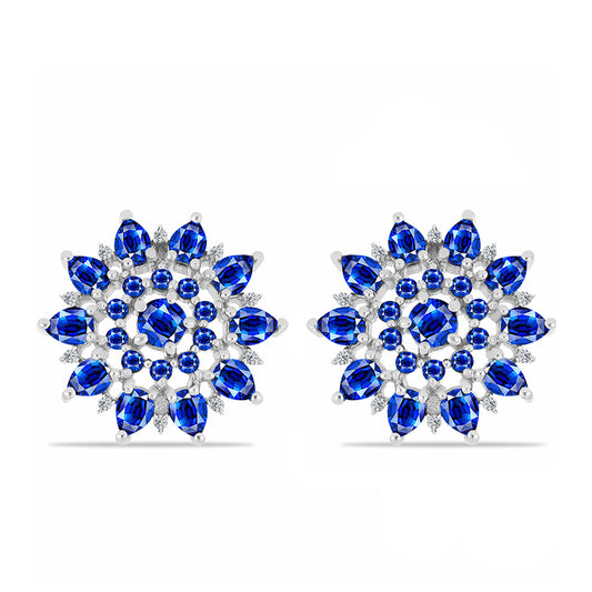 Kolczyki ze srebra próbe 925 z australijskim niebieskim szafirem i białym topazem