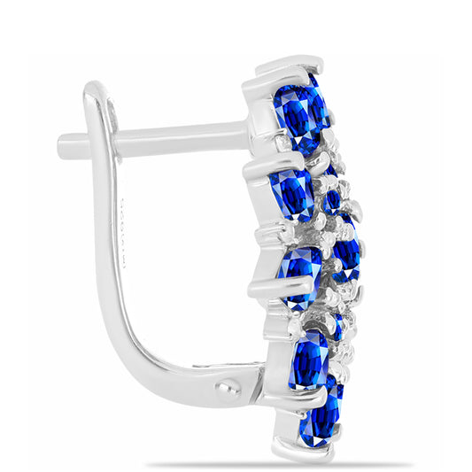 Kolczyki ze srebra próbe 925 z australijskim niebieskim szafirem i białym topazem