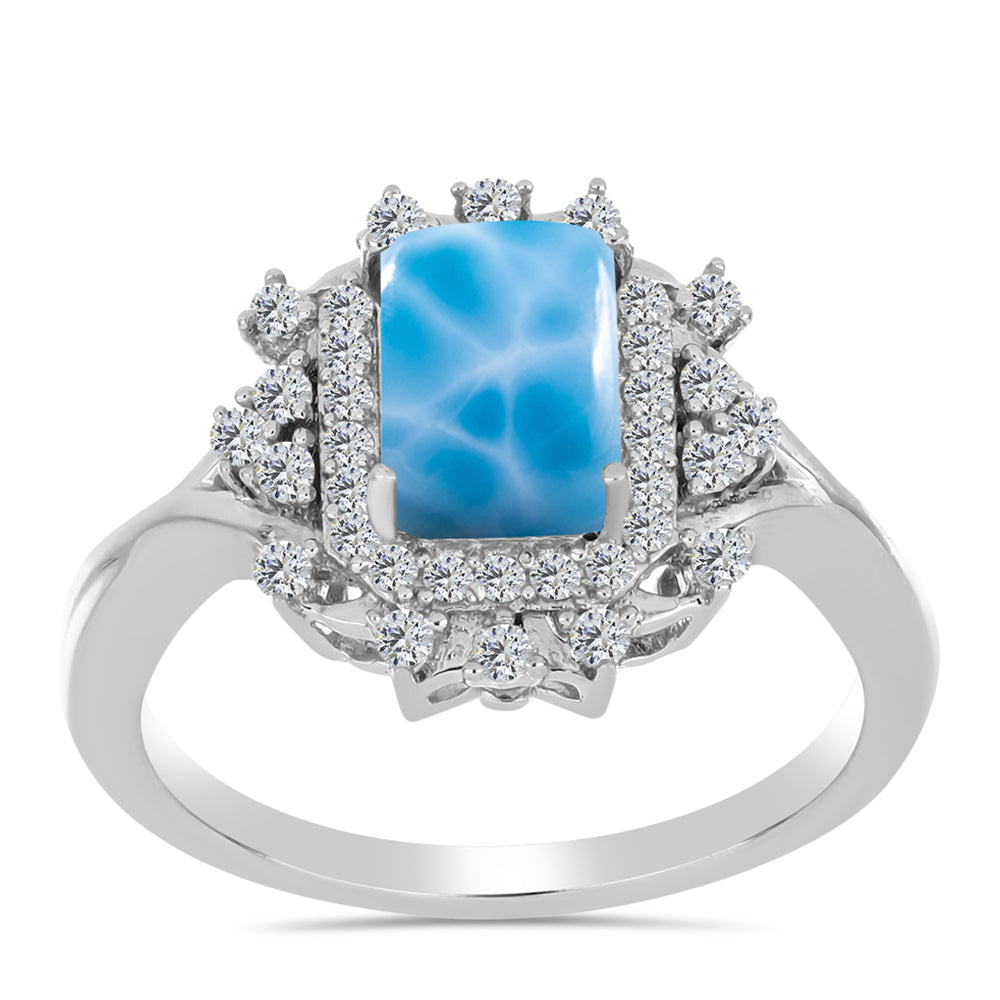 Pierścionek ze srebra próby 925 z larimarem i białym topazem 3 