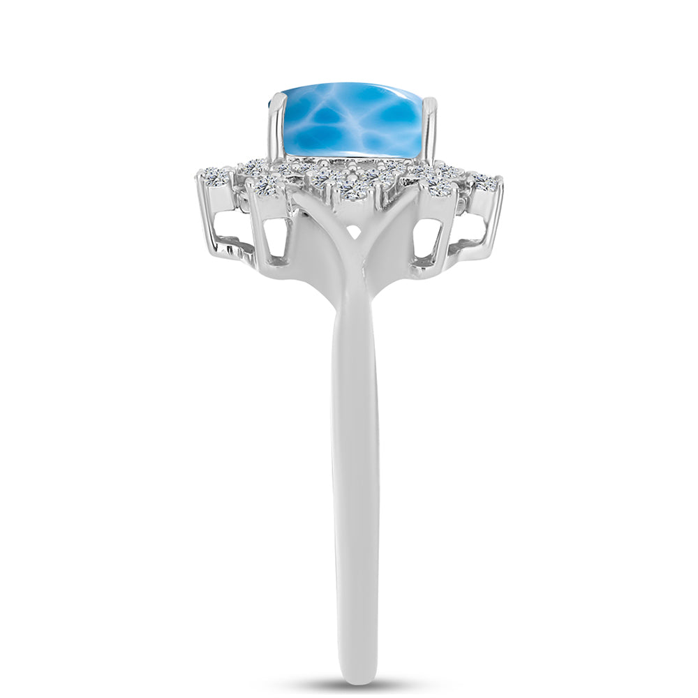 Pierścionek ze srebra próby 925 z larimarem i białym topazem 4 