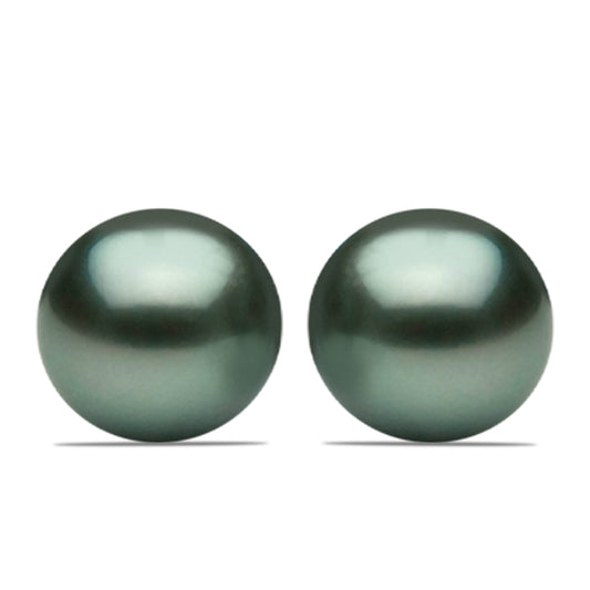 Kolczyki srebrne pozłacane z perłą słodkowodną jak Tahitiańska Zielona Iluzja