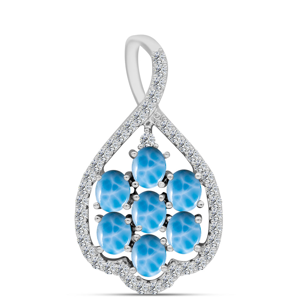 Zawieszka ze srebra próba 925 z larimarem i białym topazem 1 