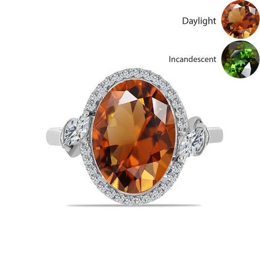 Pierścionek ze srebra próby 925 z certyfikowanym anatolijskim zultanitem hodowanym w laboratorium i białym topazem