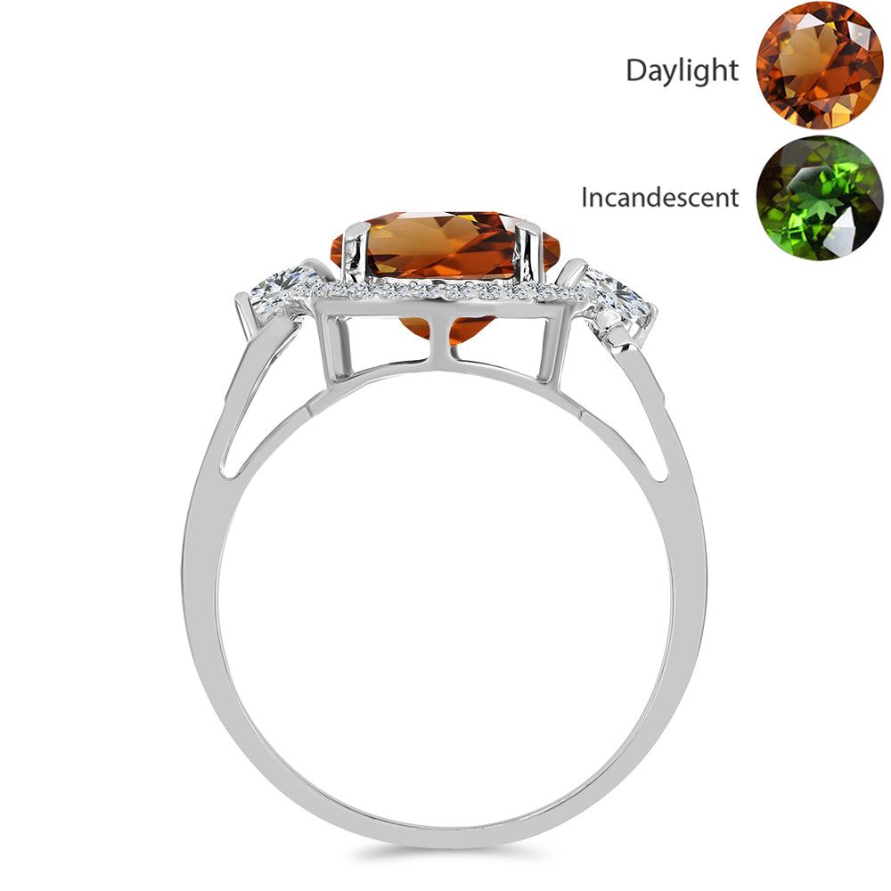 Pierścionek ze srebra próby 925 z certyfikowanym anatolijskim zultanitem hodowanym w laboratorium i białym topazem 2 