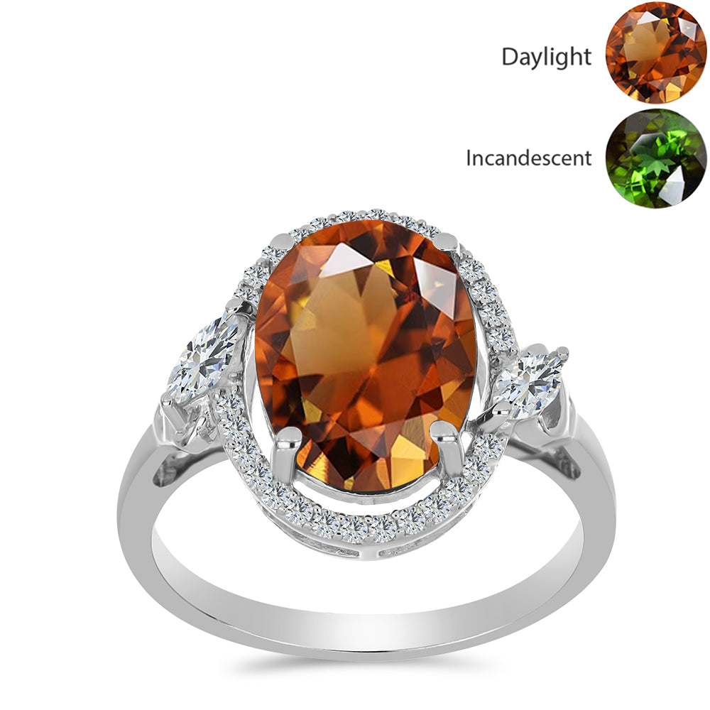 Pierścionek ze srebra próby 925 z certyfikowanym anatolijskim zultanitem hodowanym w laboratorium i białym topazem 3 