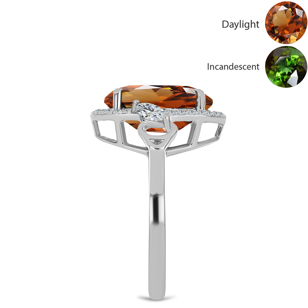 Pierścionek ze srebra próby 925 z certyfikowanym anatolijskim zultanitem hodowanym w laboratorium i białym topazem