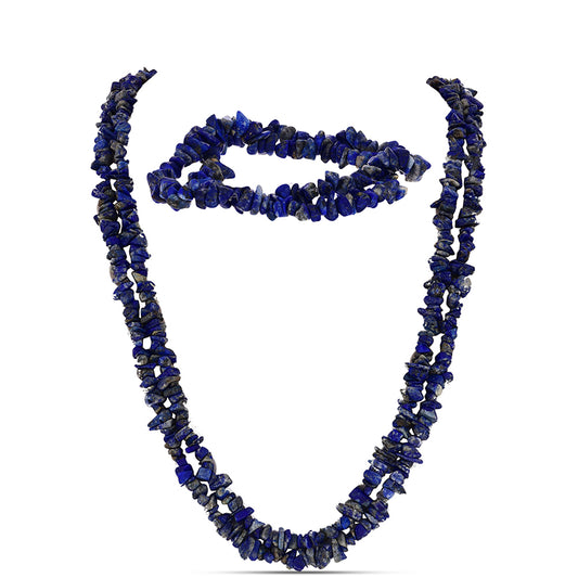 Zestaw bryłka z lapisem lazuli ( Naszyjnik+Bransoletka )
