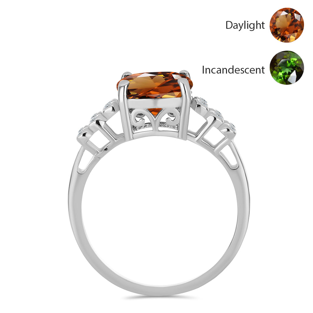 Pierścionek ze srebra próby 925 z certyfikowanym anatolijskim zultanitem hodowanym w laboratorium i białym topazem