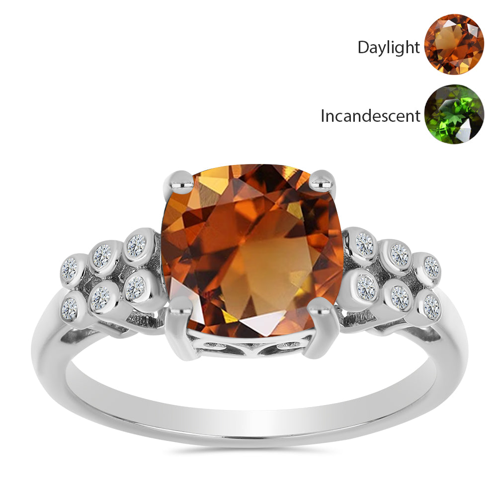 Pierścionek ze srebra próby 925 z certyfikowanym anatolijskim zultanitem hodowanym w laboratorium i białym topazem 3 