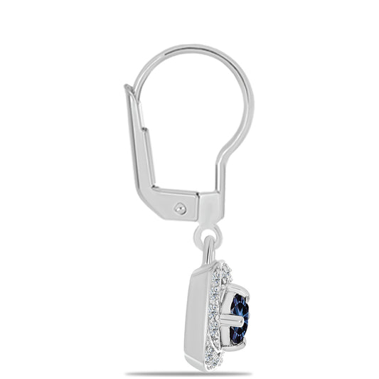 Kolczyki ze srebra próbe 925 z "Purpurowym Imperialnym" mossanitem i białym topazem